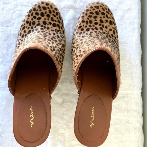 Nina Elisha brown/black leopard print heeled clogs - Picture 6 of 16